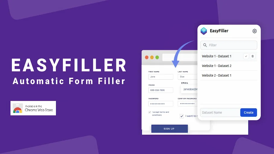 Ahorra tiempo y energía con EasyFiller: La extensión para rellenar formularios con un clic. logo